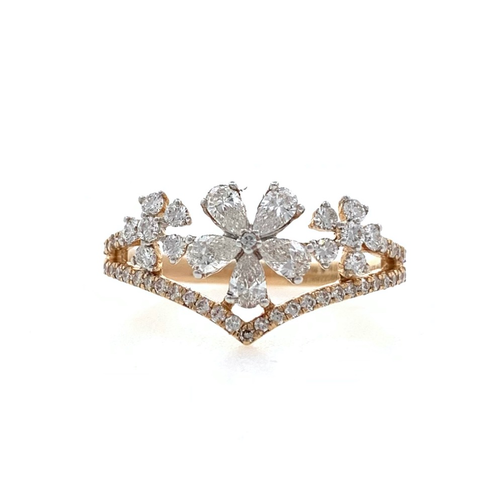 Buy quality Trio Flower in Pear & Round Diamonds in 18k Rose Gold 