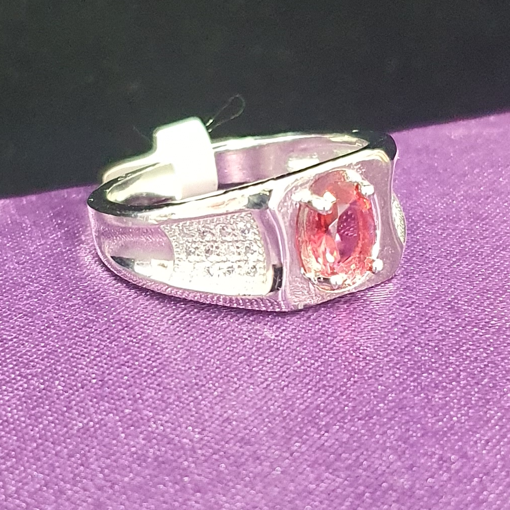 925 Pink diamond gents ring