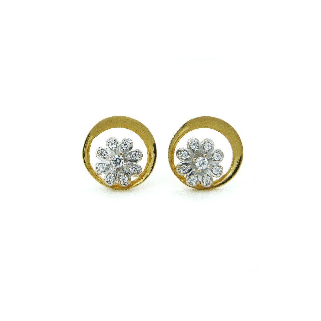22K Gold Rounded CZ Flower Tops