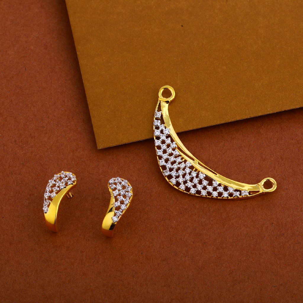 916 Gold Cz Mangalsutra Stylish Pendant Set MP259