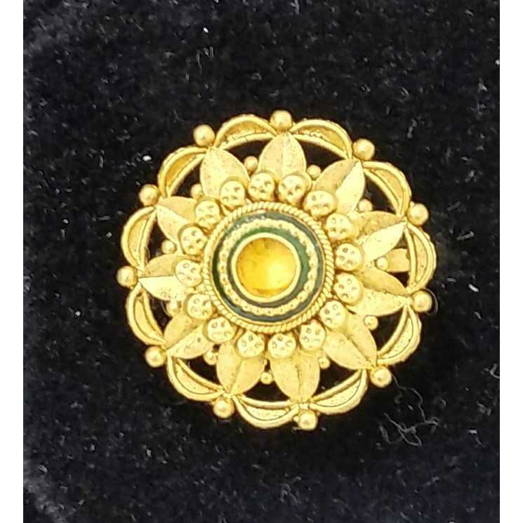 916 Gold Antique Flower Design Jadtar Ring