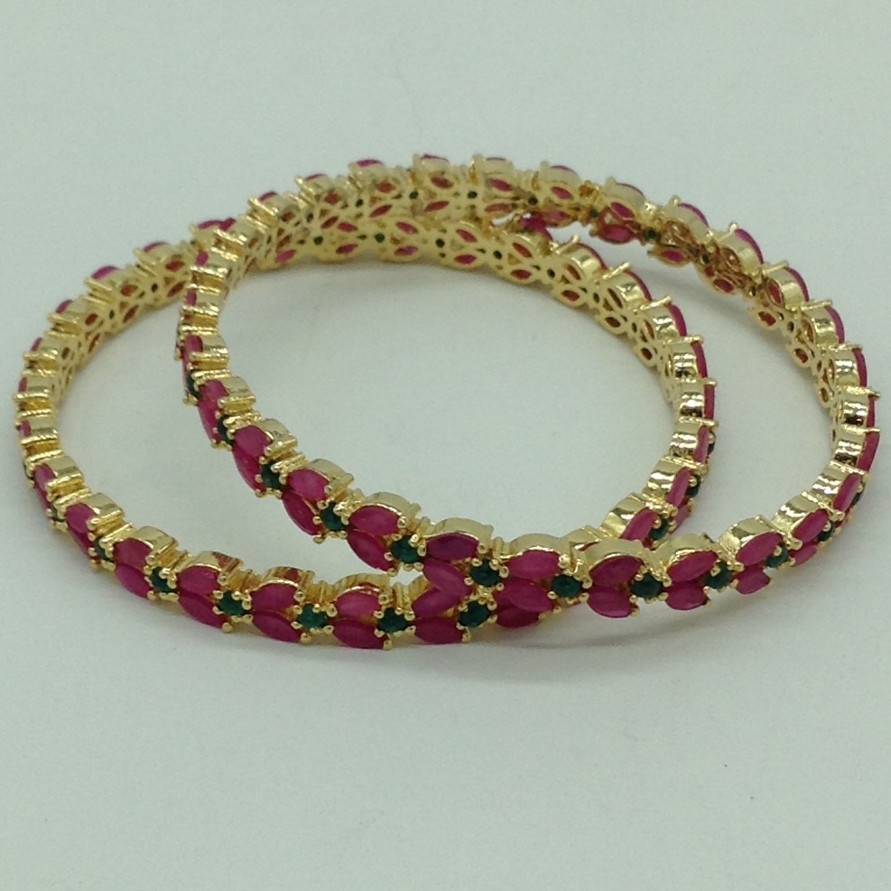 Green and Red CZ Stones Bangles JBG0294