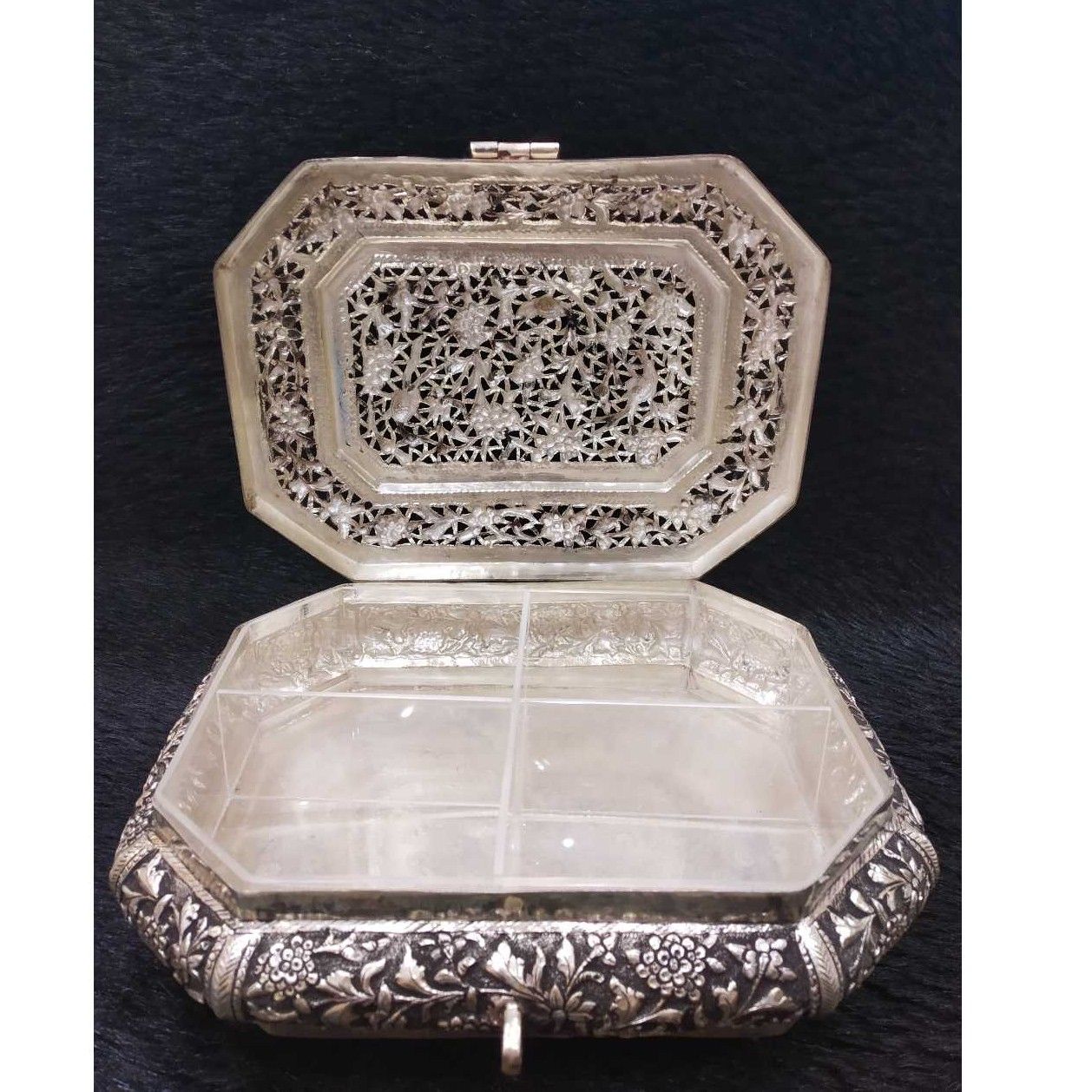 Dry fruit antique silver box