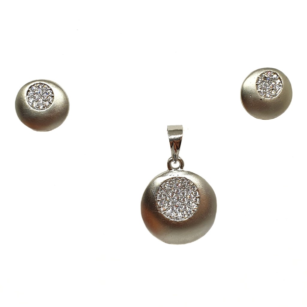 925 Sterling Silver Round Shaped Fancy Pendant Set MGA - PTS0114