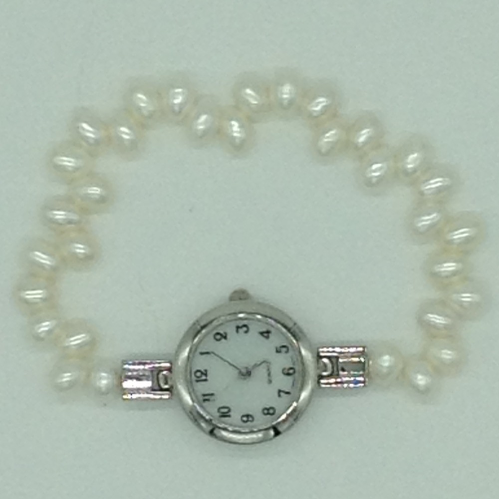 Freshwater White Oval ZigZag Pearls 1 Layers Watch JBG0260