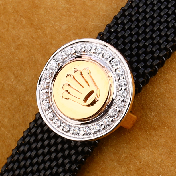 750 Rose Gold Hallmark Fancy Mens Leather Bracelet MLB301