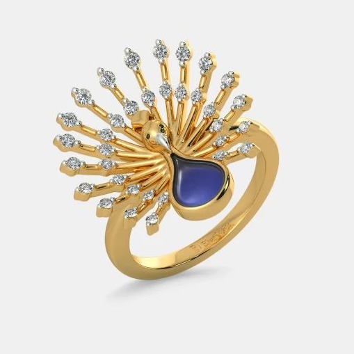 18kt bluestone peacock design diamond ring gk-r09
