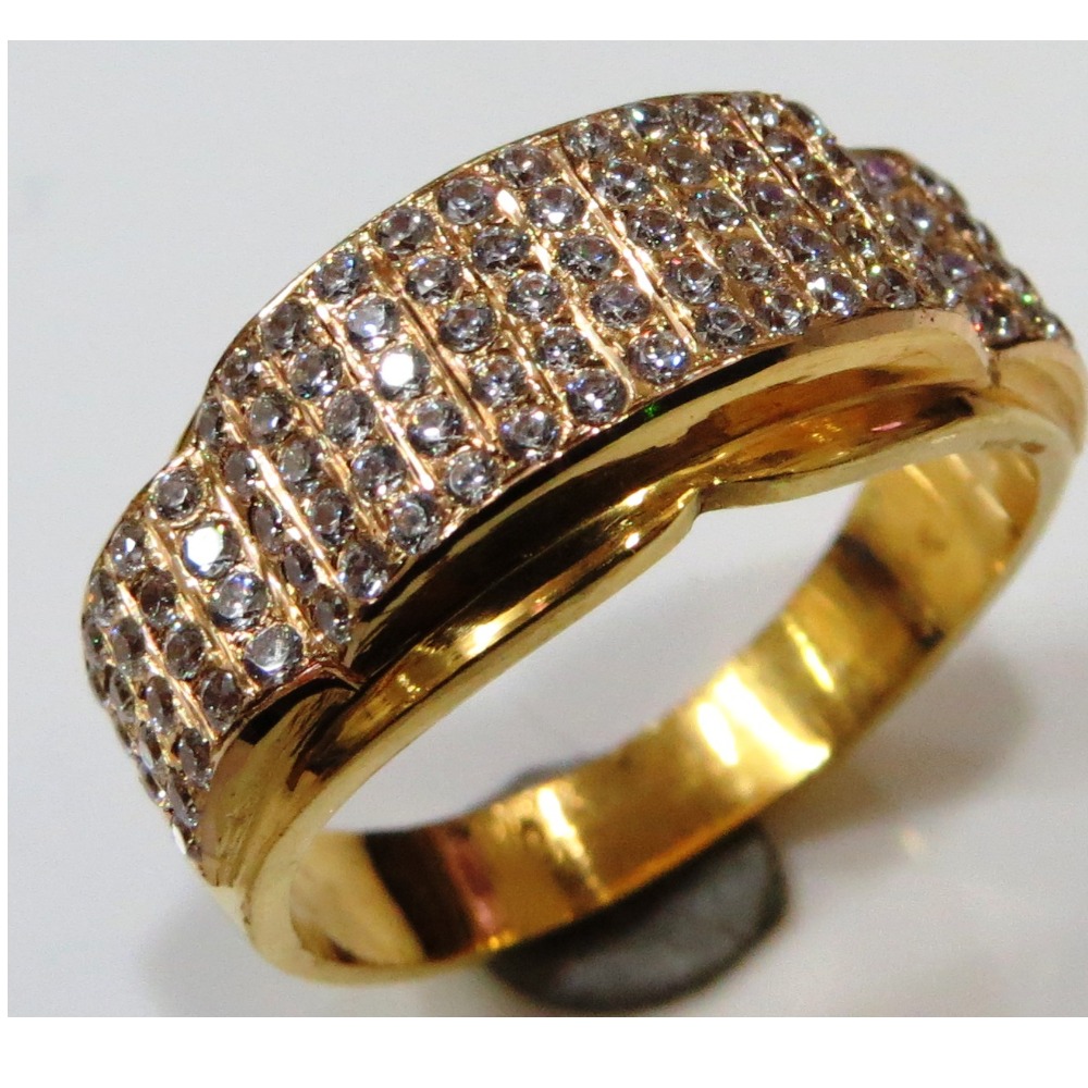 22kt gold close setting cz fancy gents ring gr-007