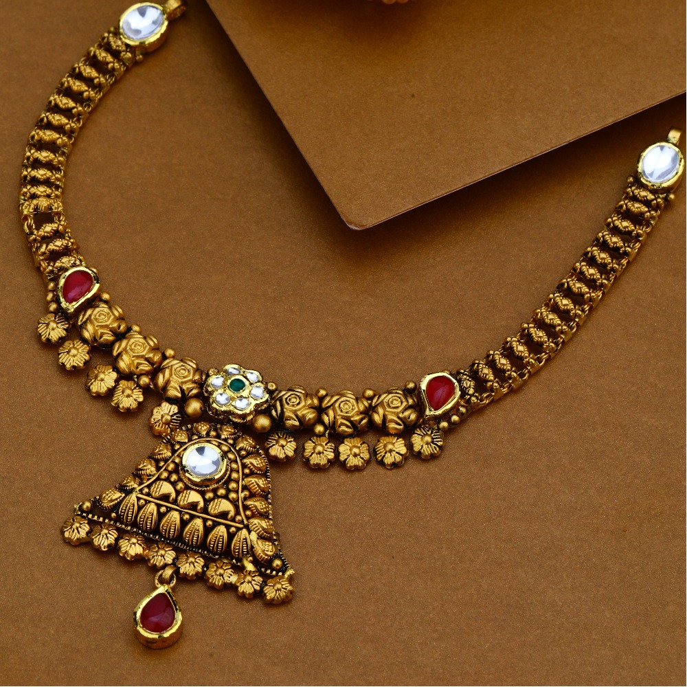 916 Gold Antique Necklace Set For Wedding