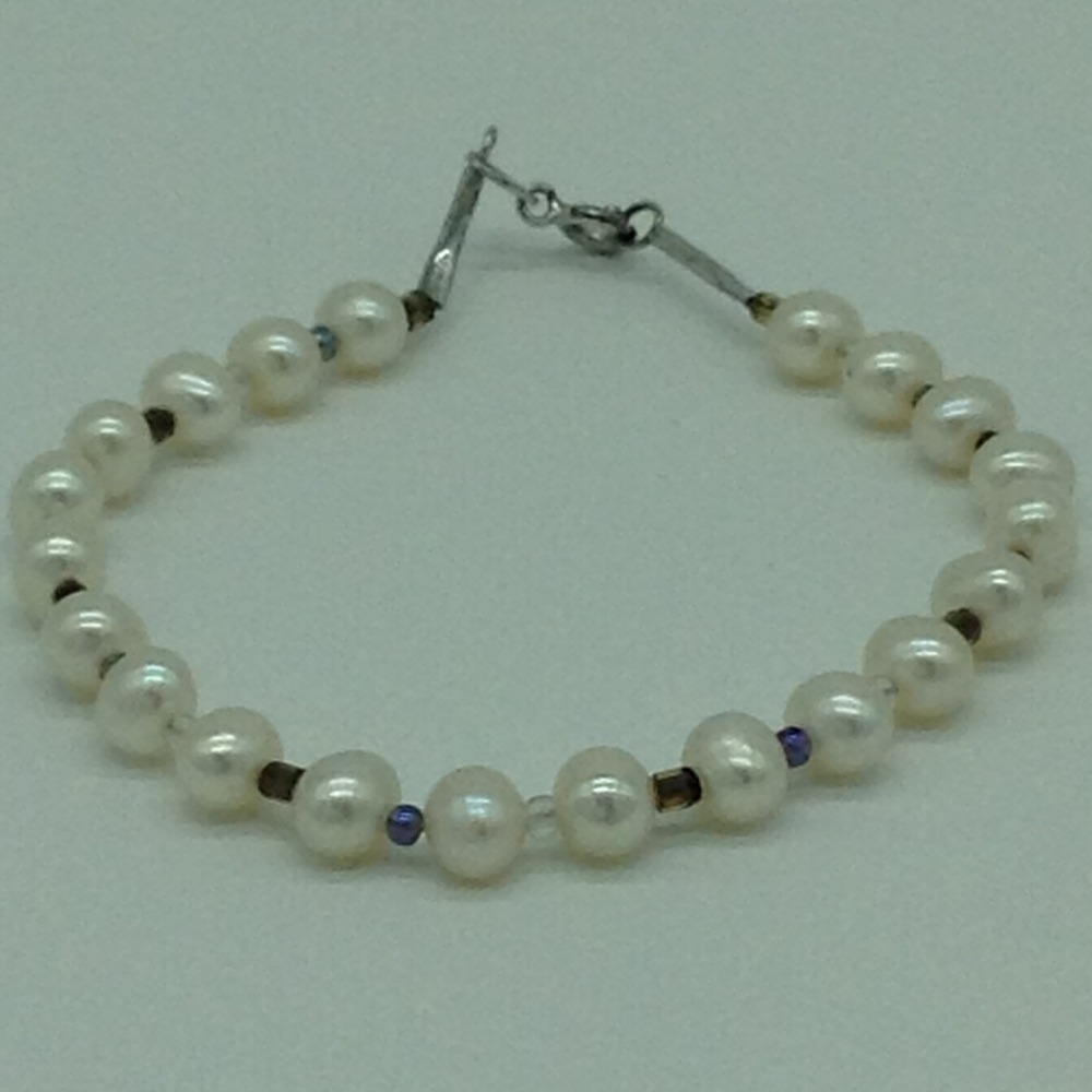 White Potato Pearls With Multi Semi Beeds 1 Layers Bracelet JBG0193