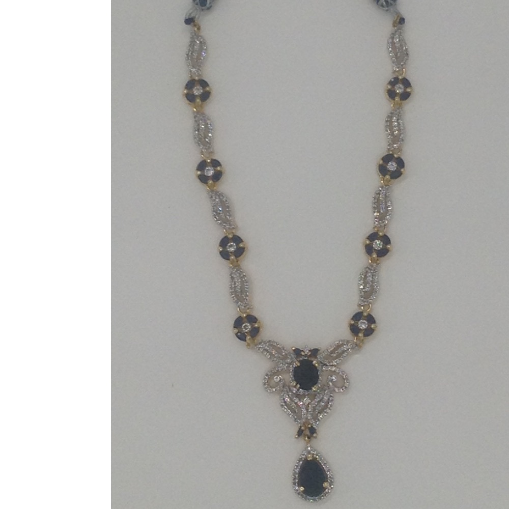 Blue sapphires and white cz stones necklace set jnc0058