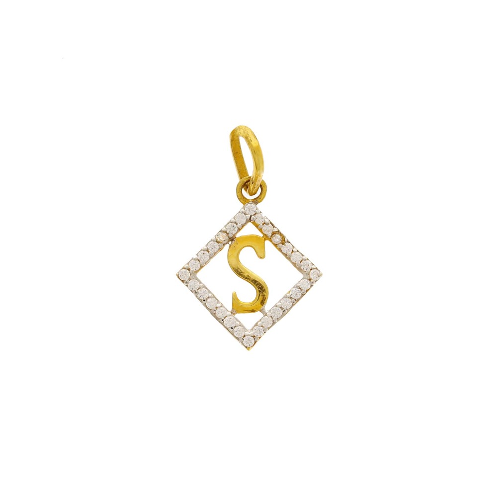 Splendid square pattern 22kt gold alphabet pendant