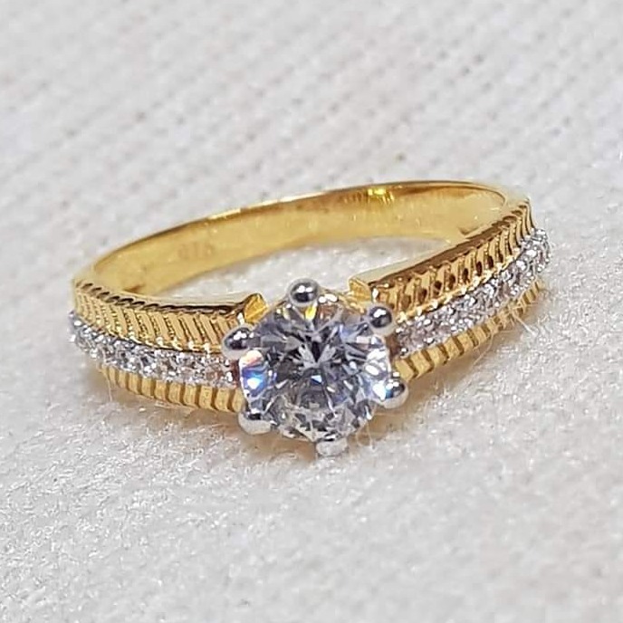 Classic Gold One Stone Ring, White Stone Yellow Gold Ring, Dainty Little  Ring, One Stone Tiny R… | Gold rings simple, Curved engagement rings,  Handmade wedding band