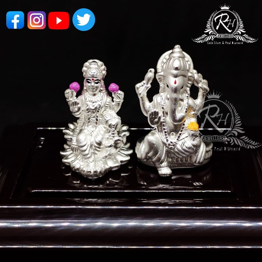 silver laxmi ganesh murti for diwali pooja and gift rH-LG1033
