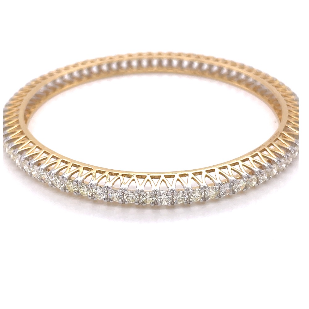 14k gold & natural diamond studded bangle