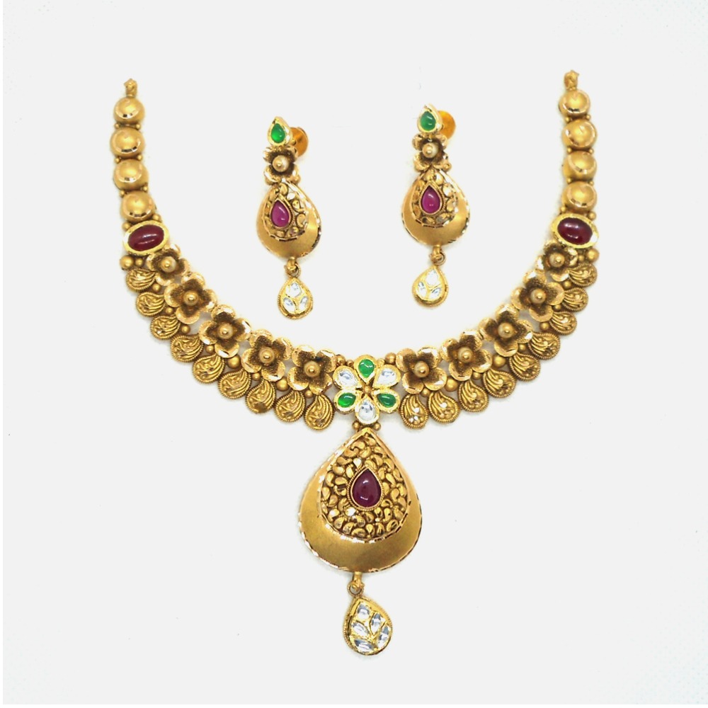 916 Gold Antique Wedding Necklace set RHJ-4941