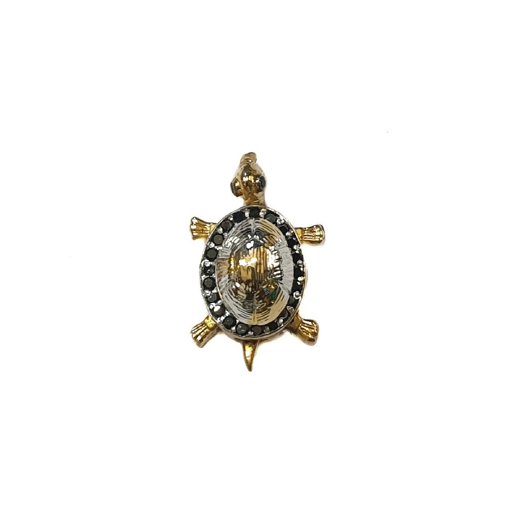 925 Sterling Silver Black Diamond Tortoise Pendant MGA - PDS0018