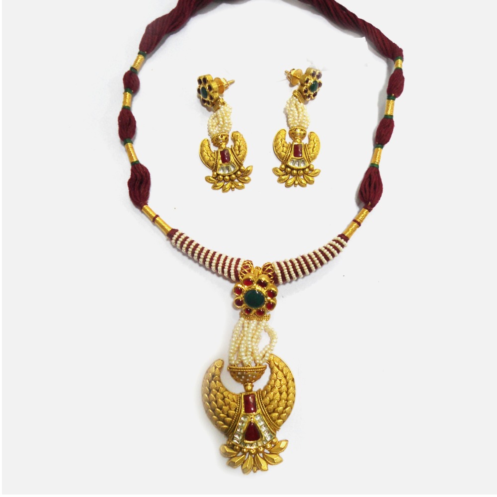 22KT Gold Antique Wedding Necklace Set RHJ-5001