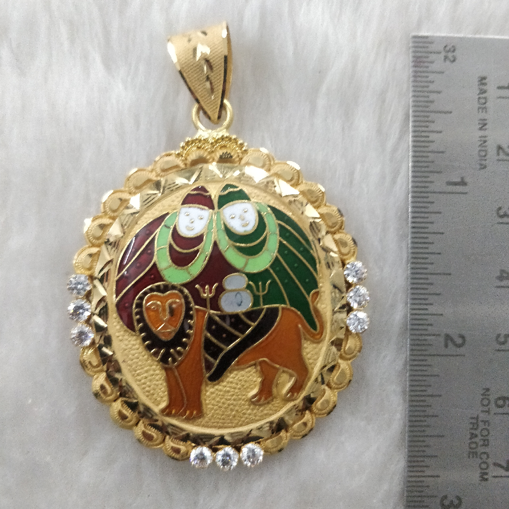 916 gold fancy gent's chamunda maa pendant