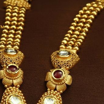 22KT / 916 Gold Antique bridle long necklace set for Ladies STG2016