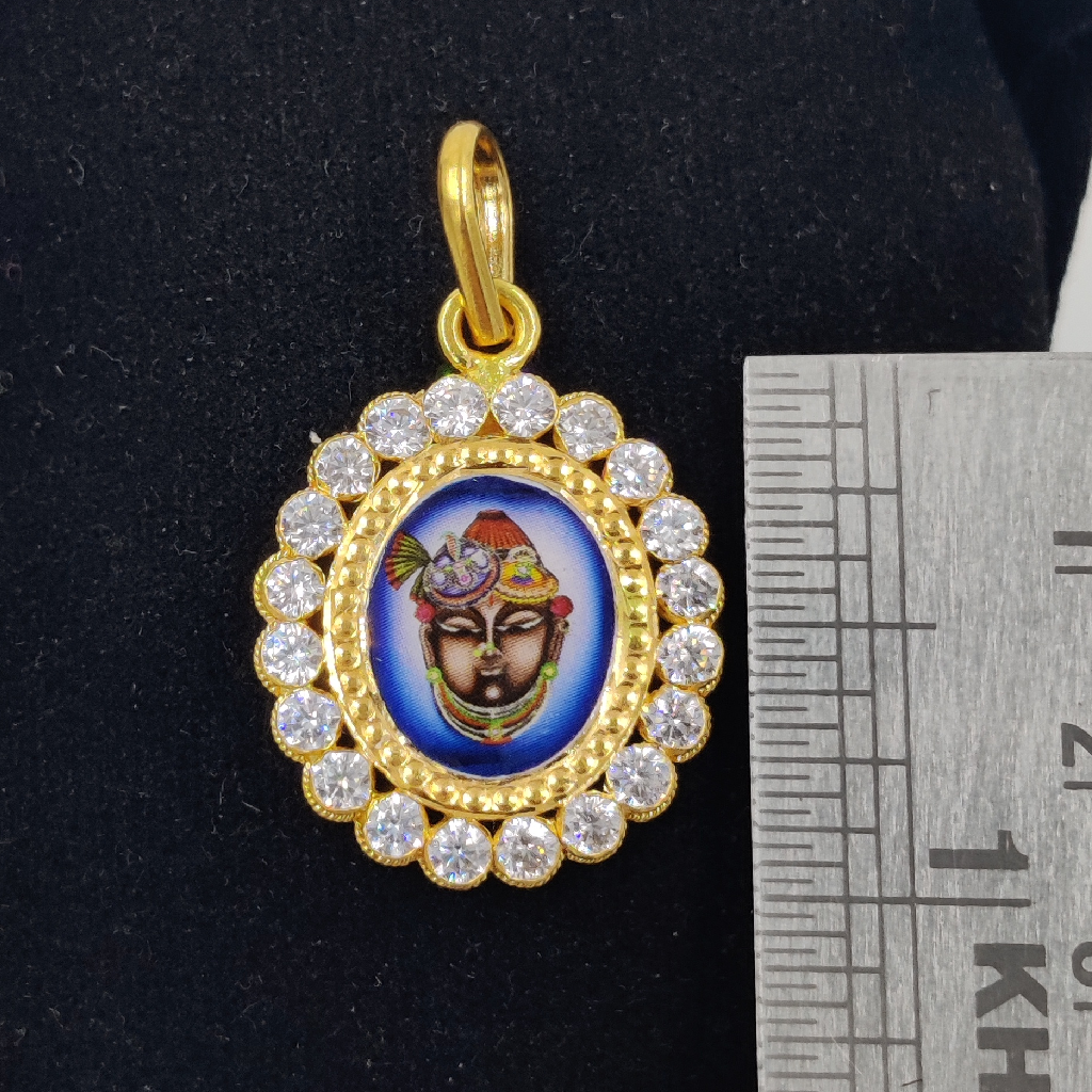 916 Gold Fancy Shreenathji Maharaj Photo Pendant