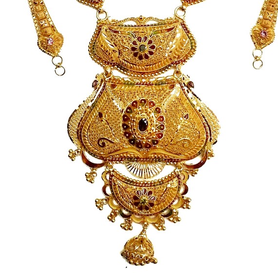 22k gold kalkutti long necklace set mga - gn0053