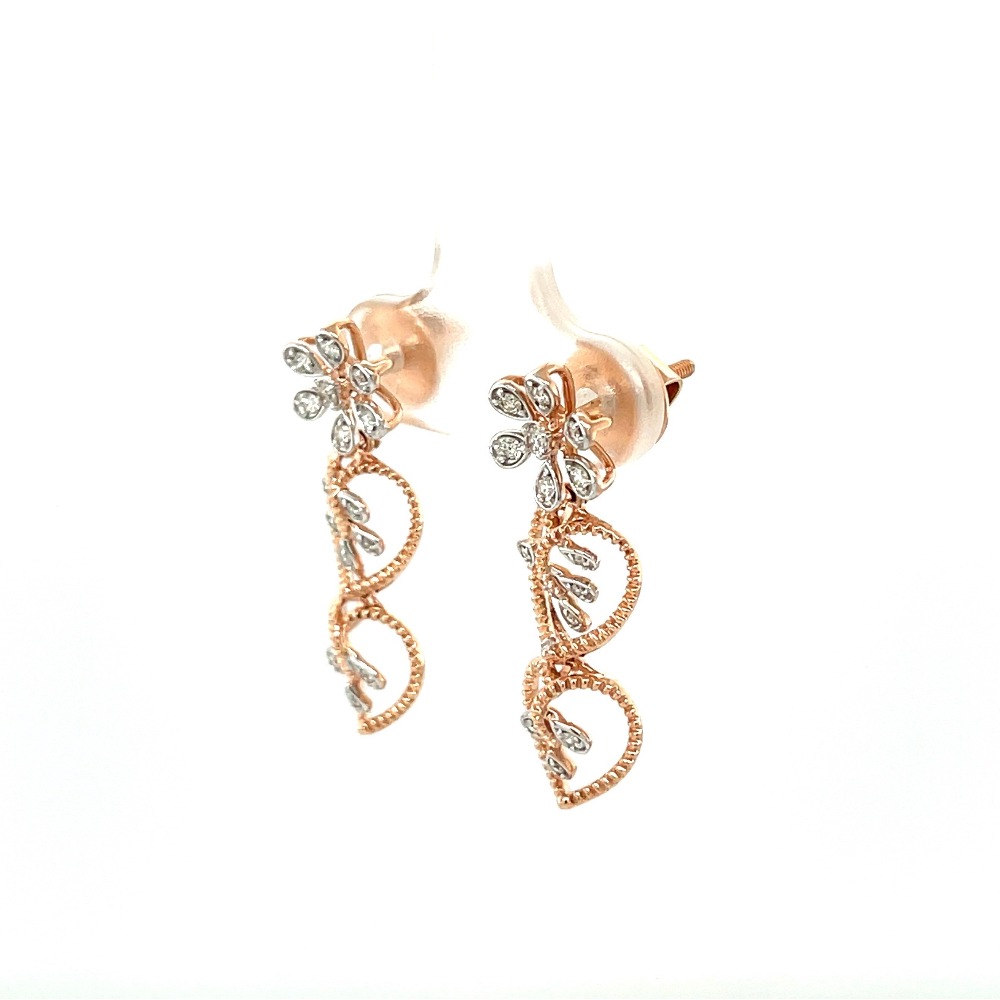 Trio Heart Hanging Diamond Hanging Earrings in 14k Gold