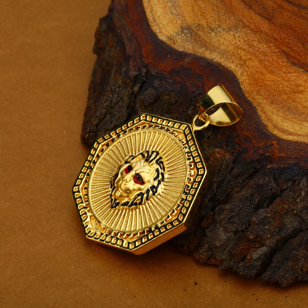 Mens 18K Hollow Lion Gold Pendant-HLP55