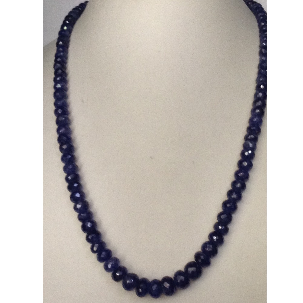 Natural blue sapphires round faceted beeds mala JSB0098