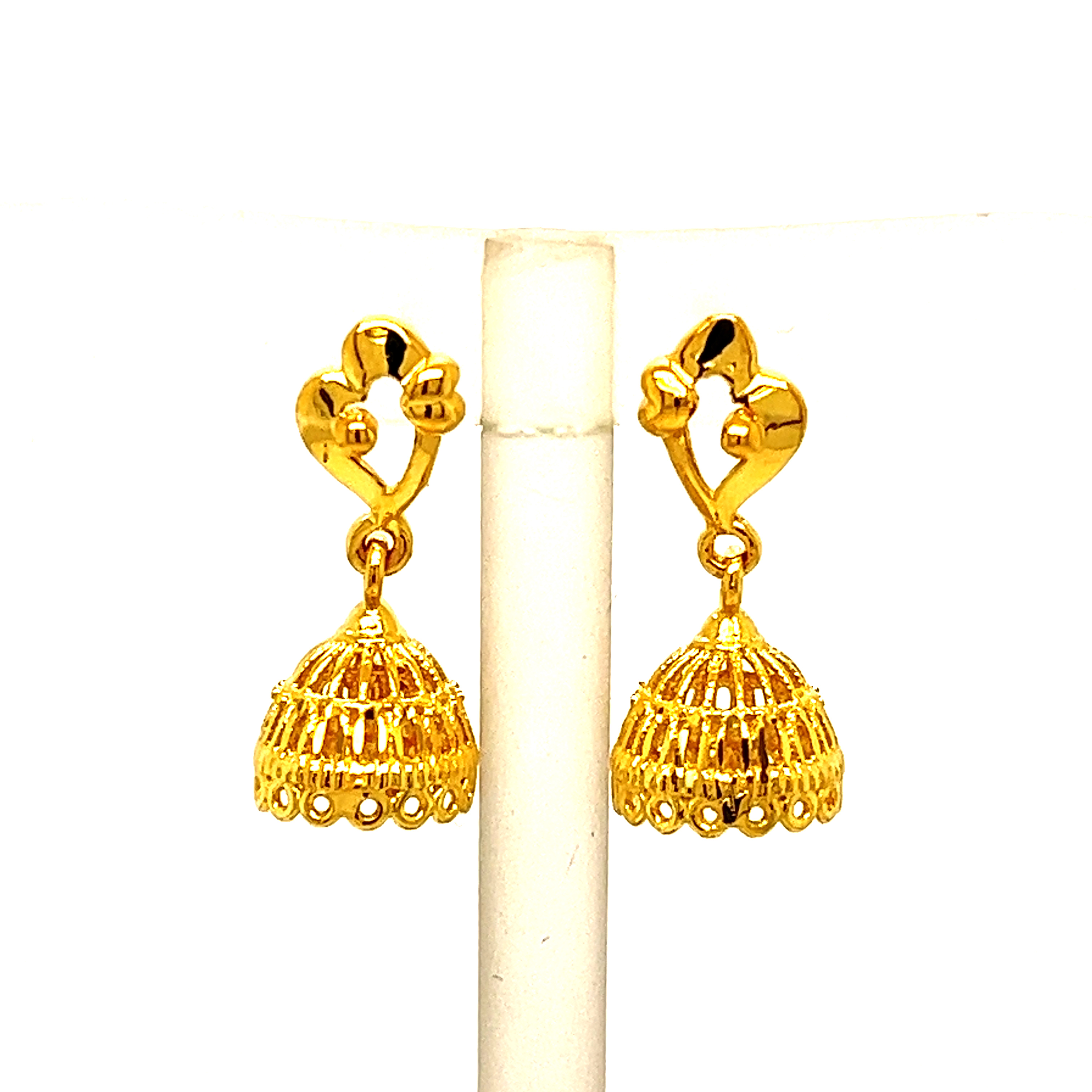 22k Yellow Gold Traditional Jhumki  Plain Earrings