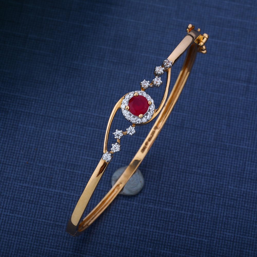 Buy quality 916 CZ Gold Hallmark Red Stone Light weight Bracelet in  Ahmedabad