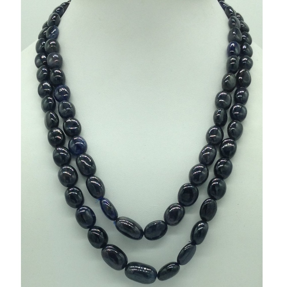 Natural blue sapphires oval aweja 2 layers necklace jsb0144