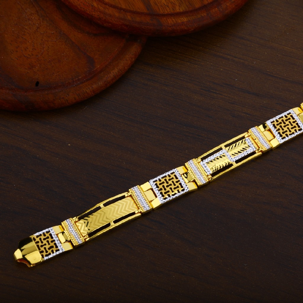 22K Gold Plain Casting Fancy Mens Bracelet-MPB47
