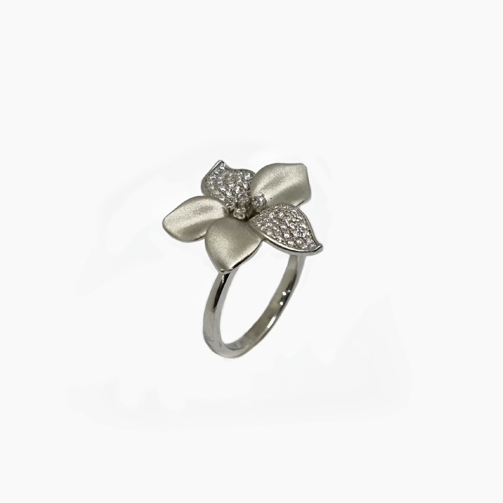 925 Sterling Silver Matte Finish Floral Ring MGA - LRS4613