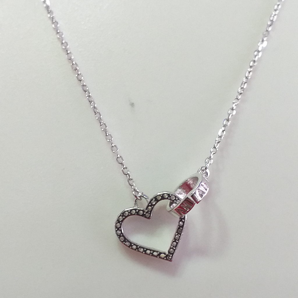 Silver 92.5 Heart Shape Pendant chain