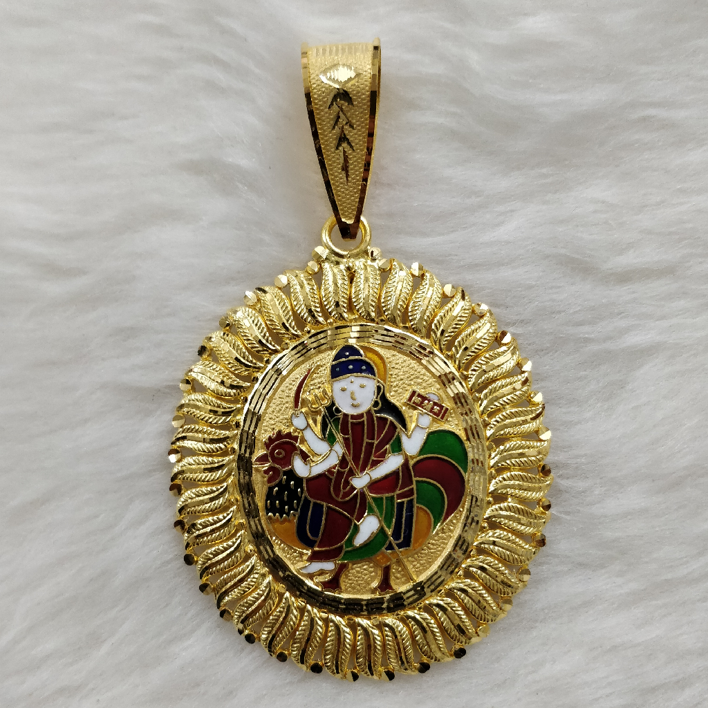 916 gold unique gent's bahuchar maa minakari pendant