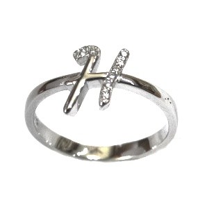925 Sterling Silver Alphabet (Letter H) Ring MGA - LRS1546