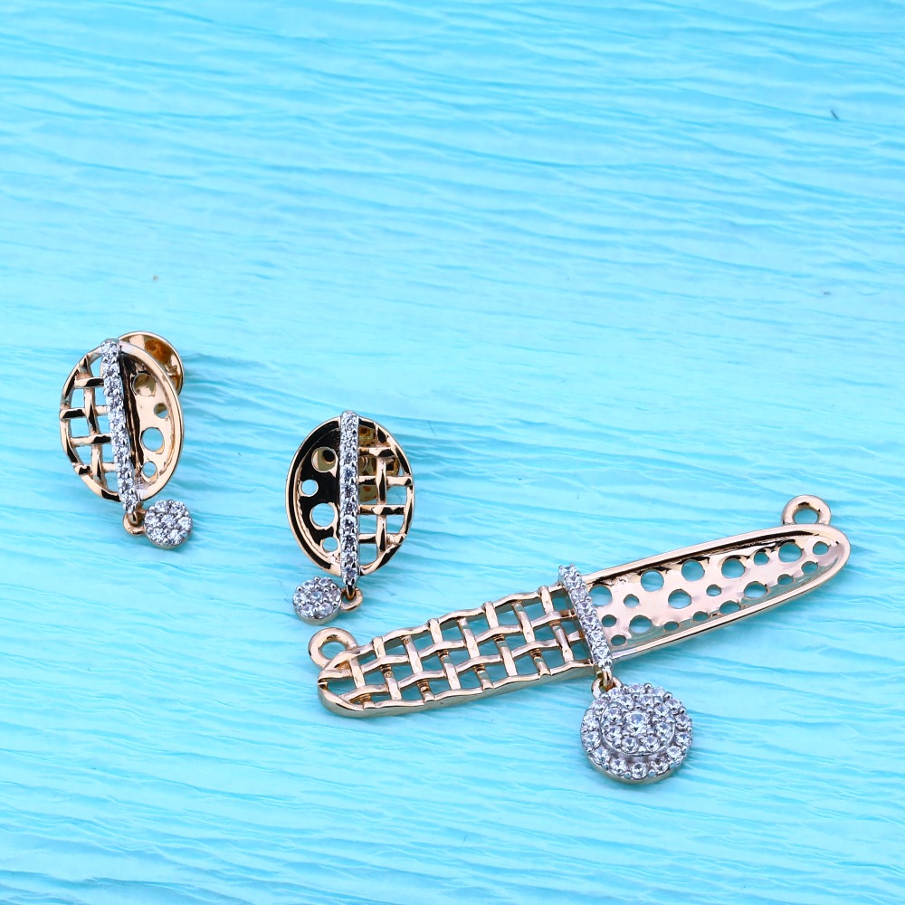 750 Rose Gold CZ Designer Pendant  Set RMPN92