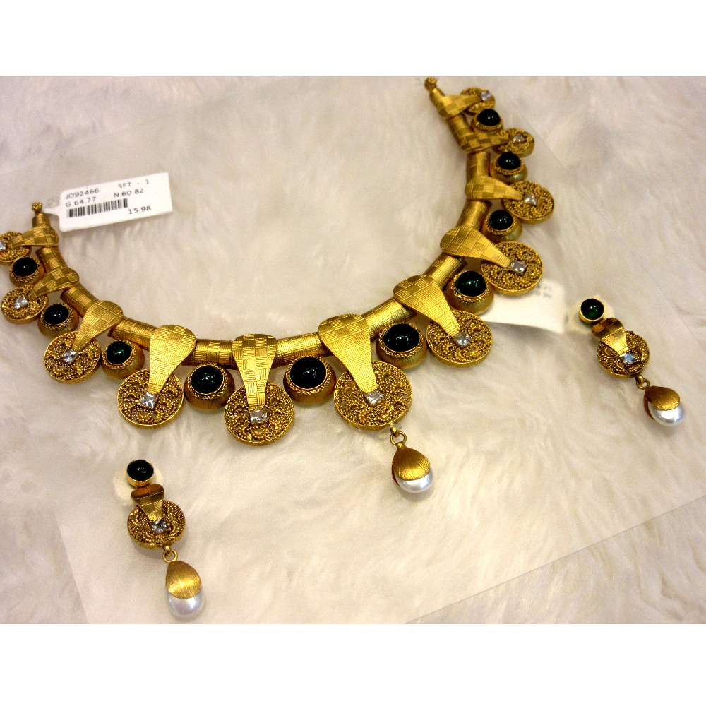 Gold 22k hm916 colorful western designer necklace set