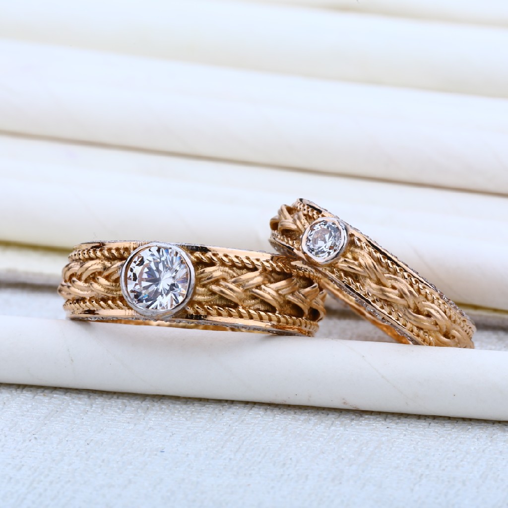 Couple Rose Gold Solitaire 18K Cz RING-RCR05