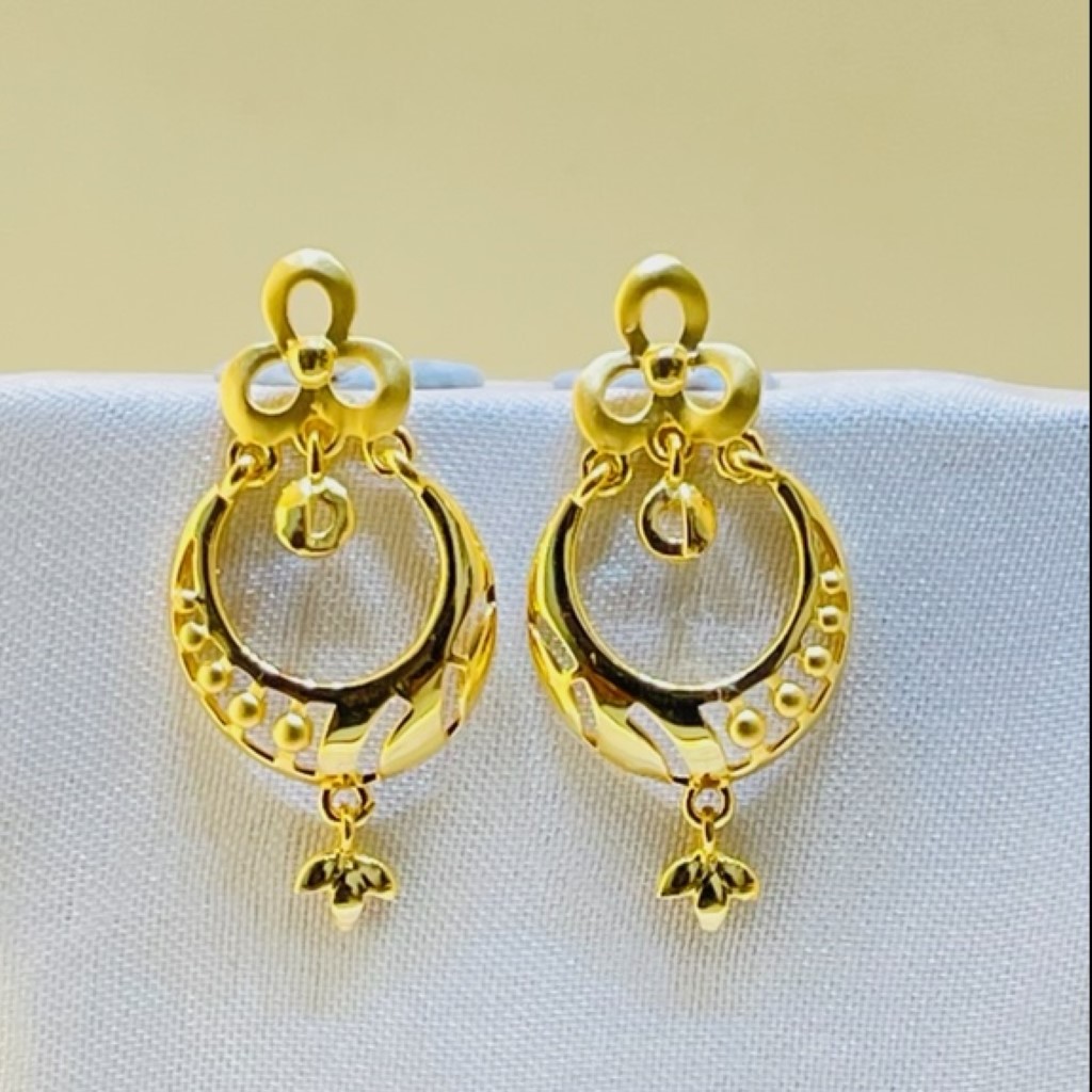 22k Yellow Gold Traditional Chandbali Plain Earrings