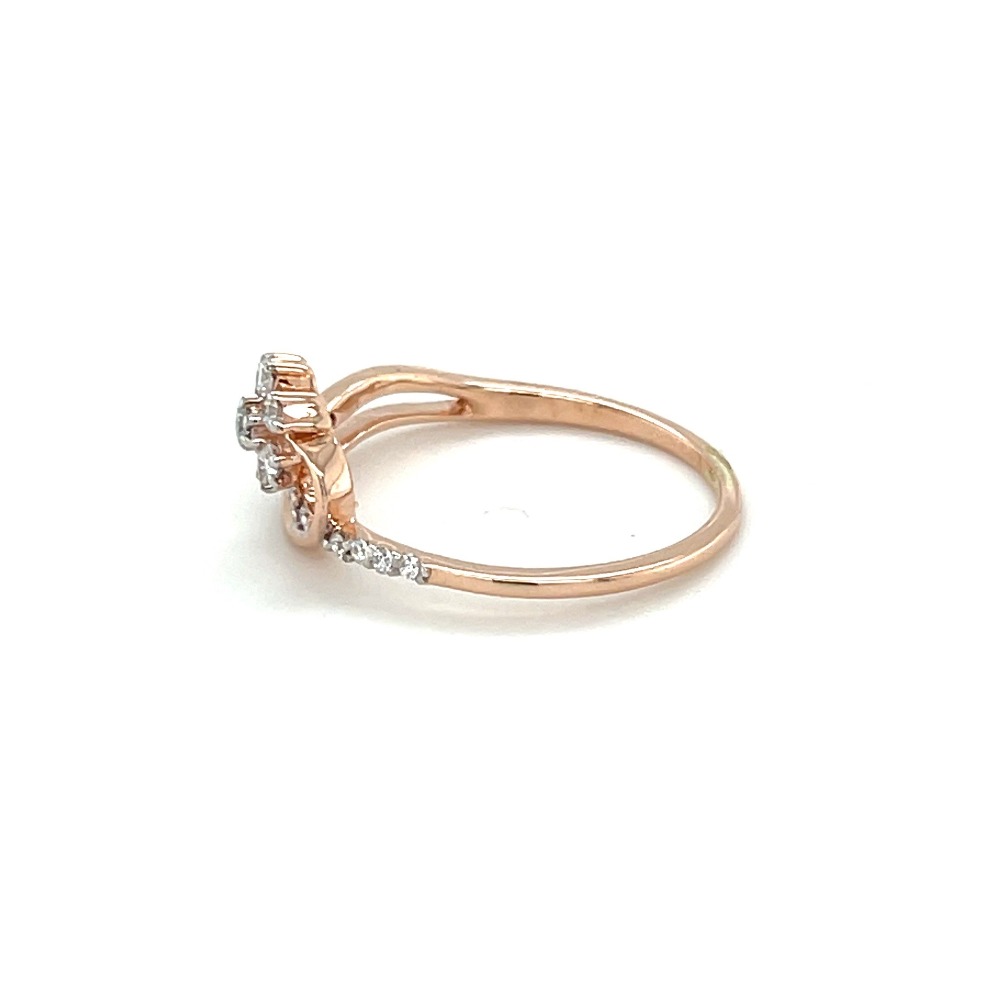 14k Rose Gold and Diamond Flower Ring with Twisted Band