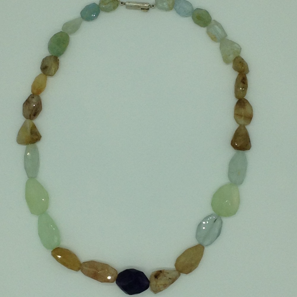 Natural Multicolour Faceted Oval Tumbles Mala JSS0159