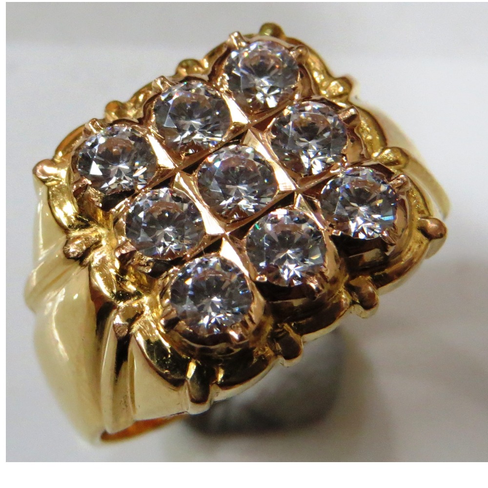 Men's 9-Stone Diamonds 14k Yellow Gold Ring, 13.6MM, Size 10.25 – The Men's  Jewelry Store