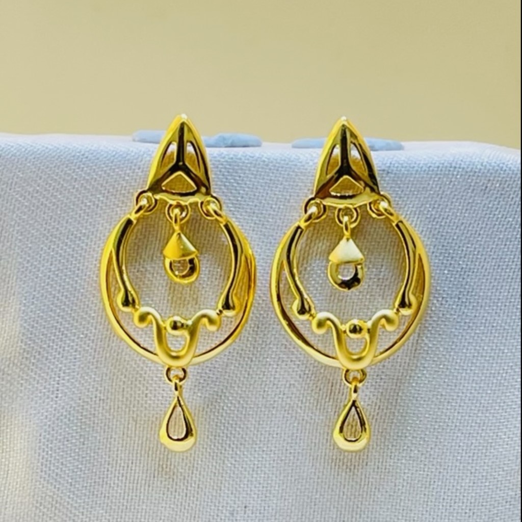 22k Yellow Gold Traditional Chandbali Plain Earrings