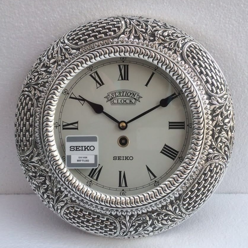 Buy quality 925 pure silver antique wall clock for decoration 850gm  pO-310-02 in New Delhi