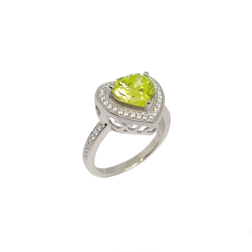 925 Sterling Silver Bright Yellow Diamond Heart Ring MGA - LRS4789