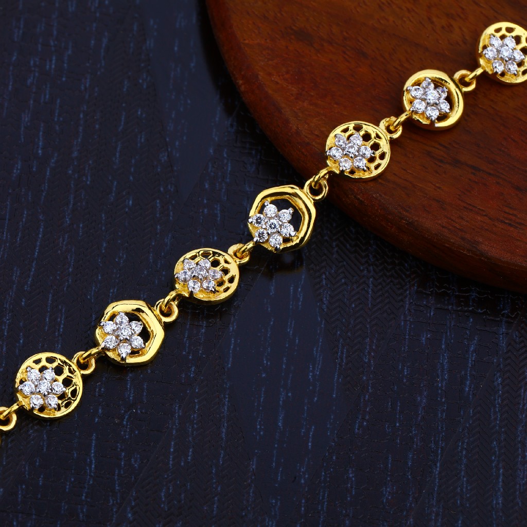 Ladies 22K Gold Diamond Bracelet-LB122