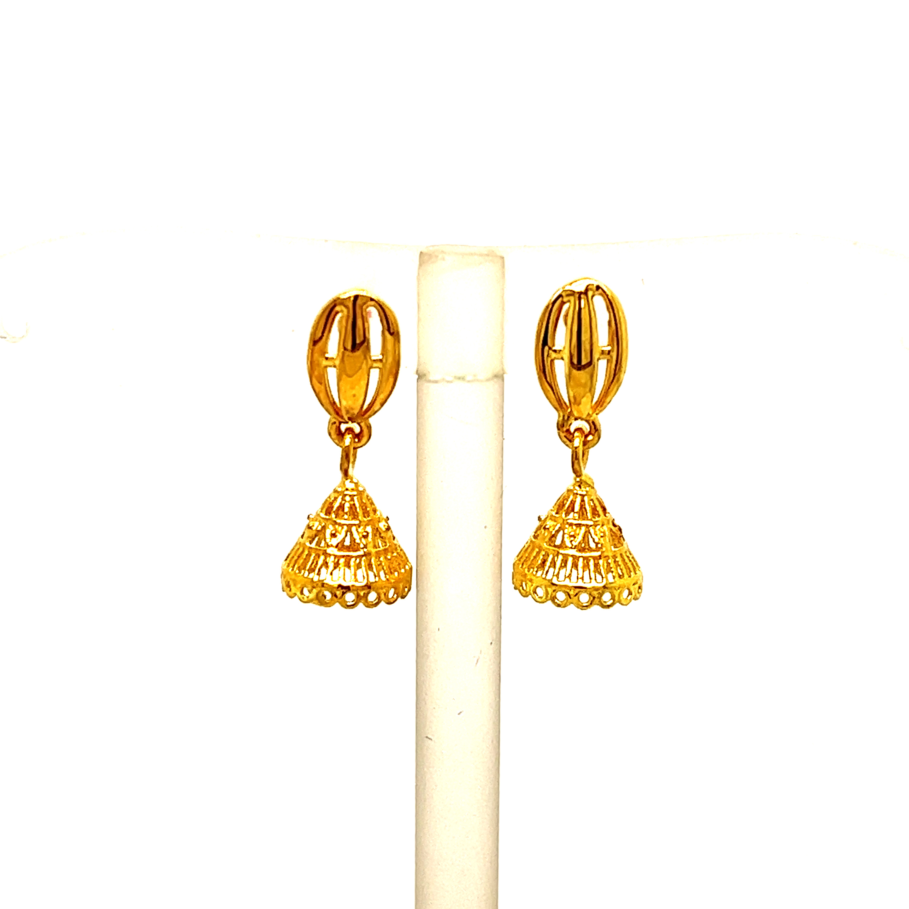 22k Yellow Gold Traditional Jhumki  Plain Earrings