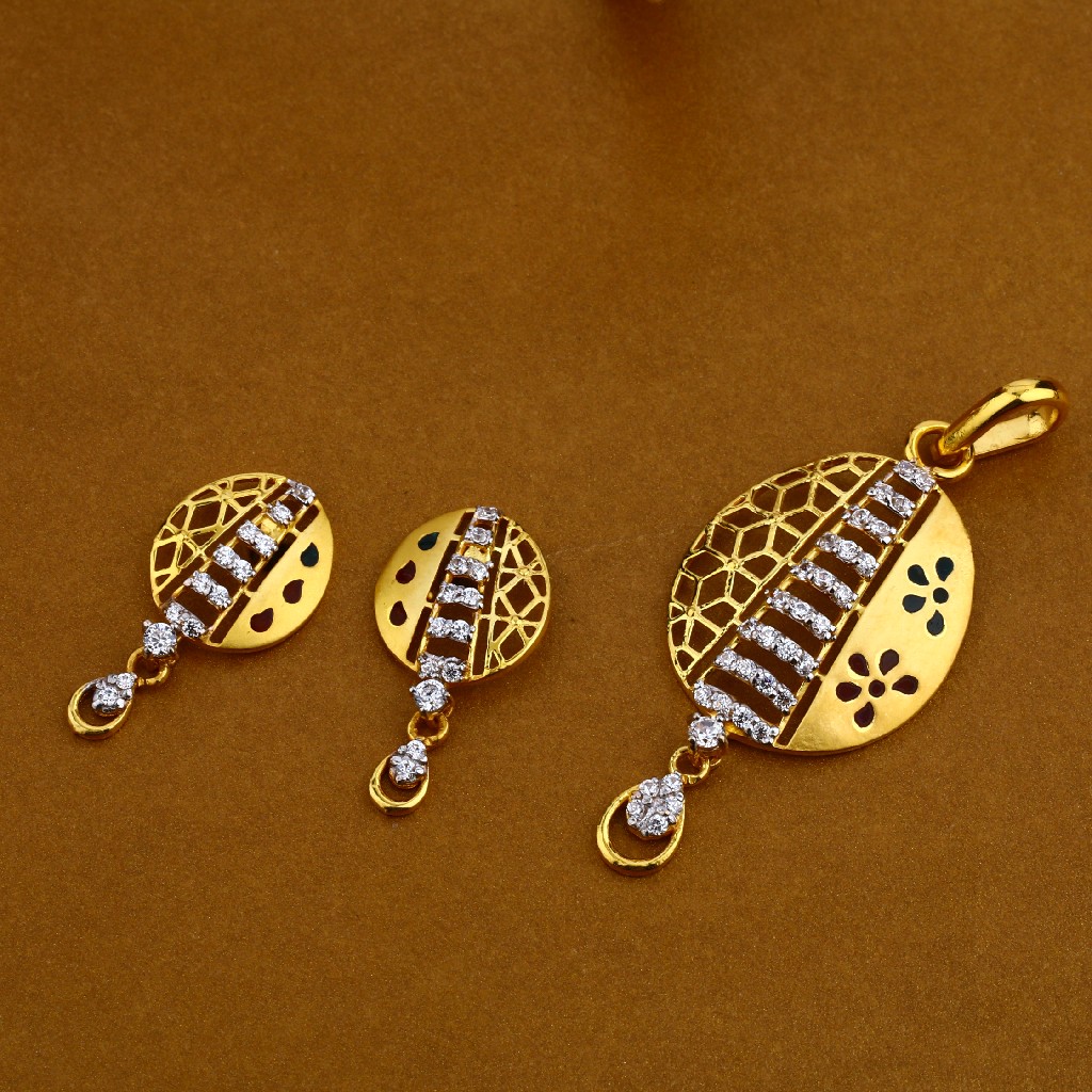 916 Gold Cz Exclusive Ladies Pendant Set FPS02